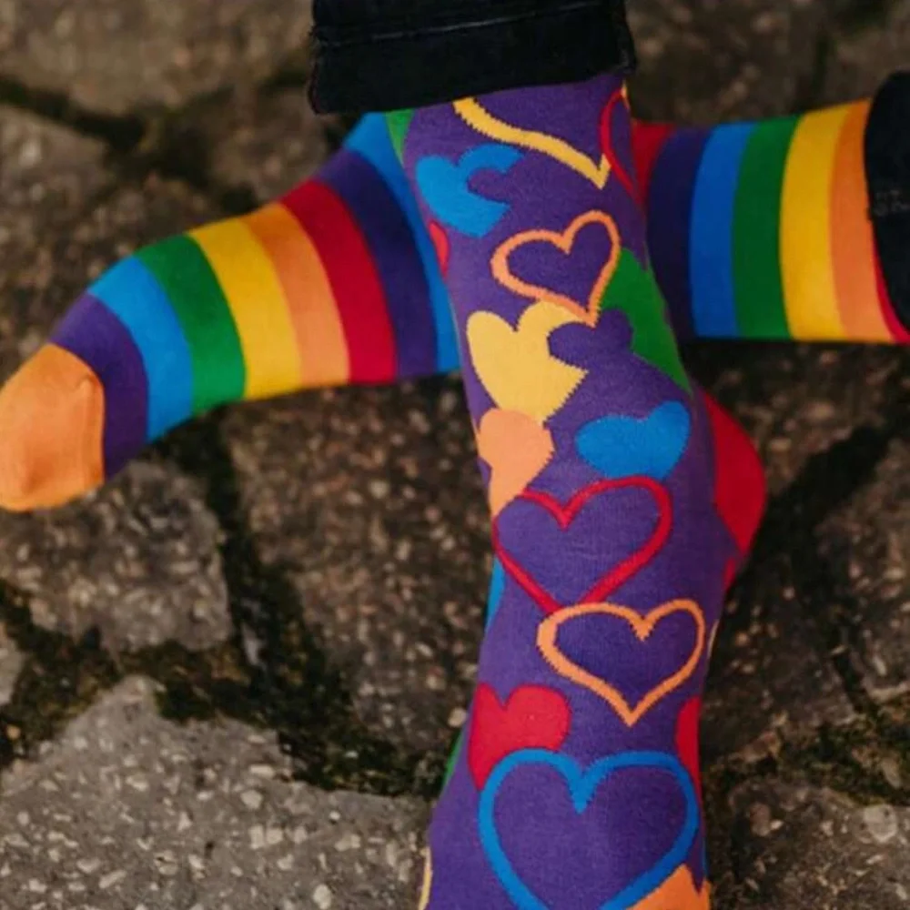•Love in Full Color• Graphic All Over Mismatch Unisex Crew Socks 3 for $21